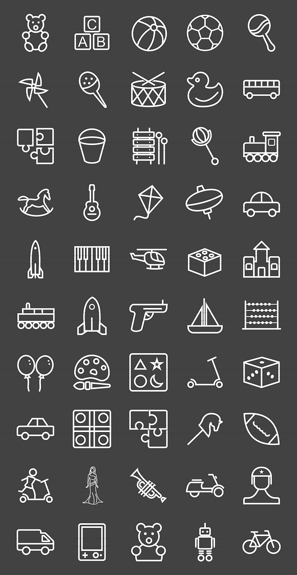 50 Toy Set Line Inverted Icons in Icons - product preview 1