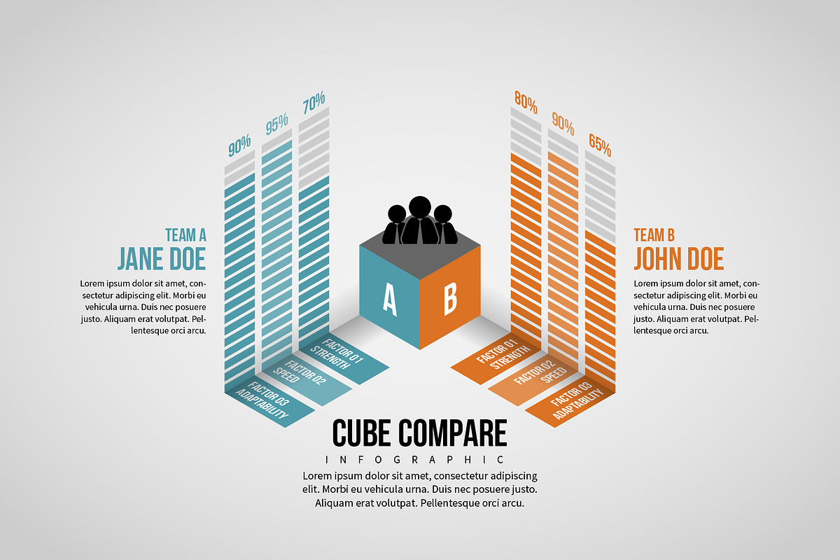 Isometric Cube Compare Infographic in Web Elements - product preview 8