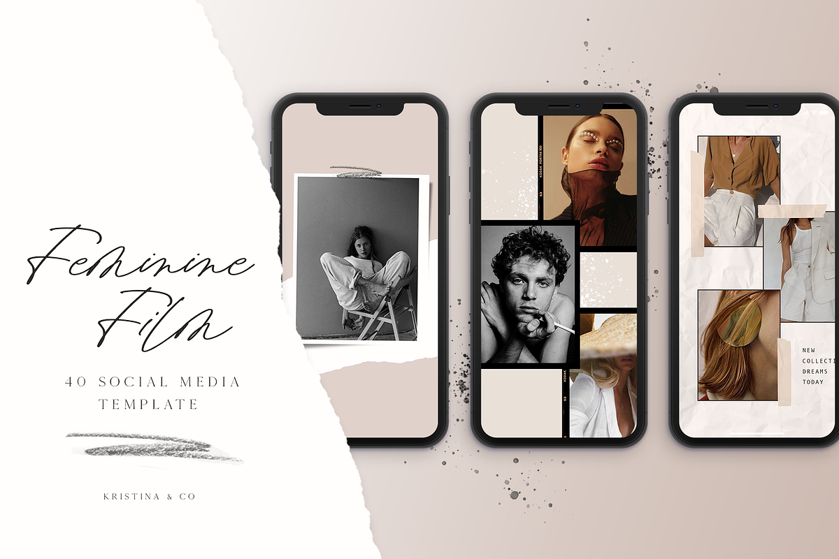 Feminine film stories and post in Instagram Templates - product preview 8