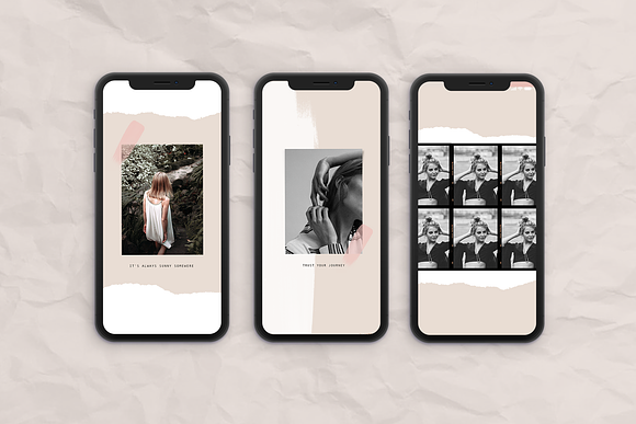 Feminine film stories and post in Instagram Templates - product preview 3