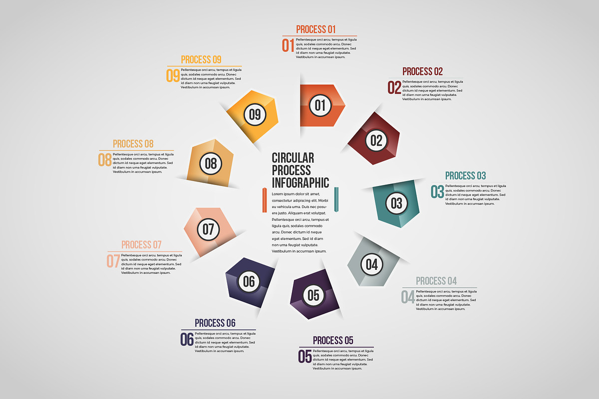 Circular 9 Processes Infographic in Web Elements - product preview 8