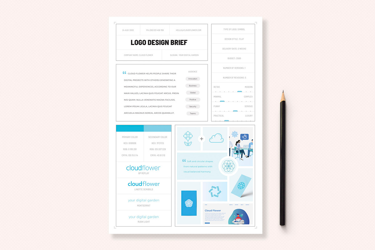 One Page Logo Design Brief Creative Stationery Templates
