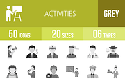 50 Activities Greyscale Icons