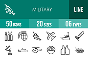 50 Military Line Icons