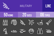 50 Military Line Inverted Icons