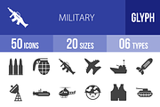 50 Military Glyph Icons