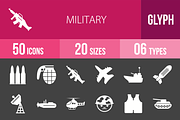 50 Military Glyph Inverted Icons