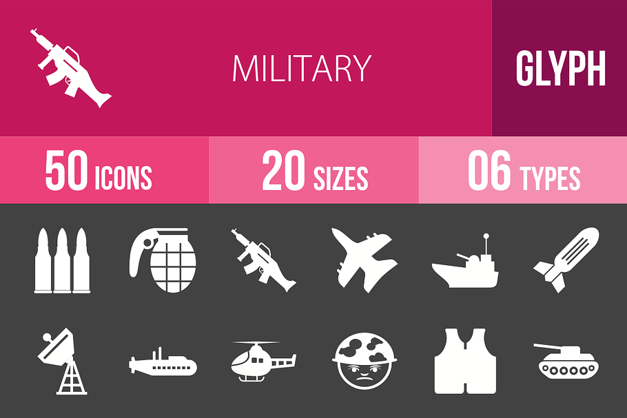 50 Military Glyph Inverted Icons in Graphics - product preview 8