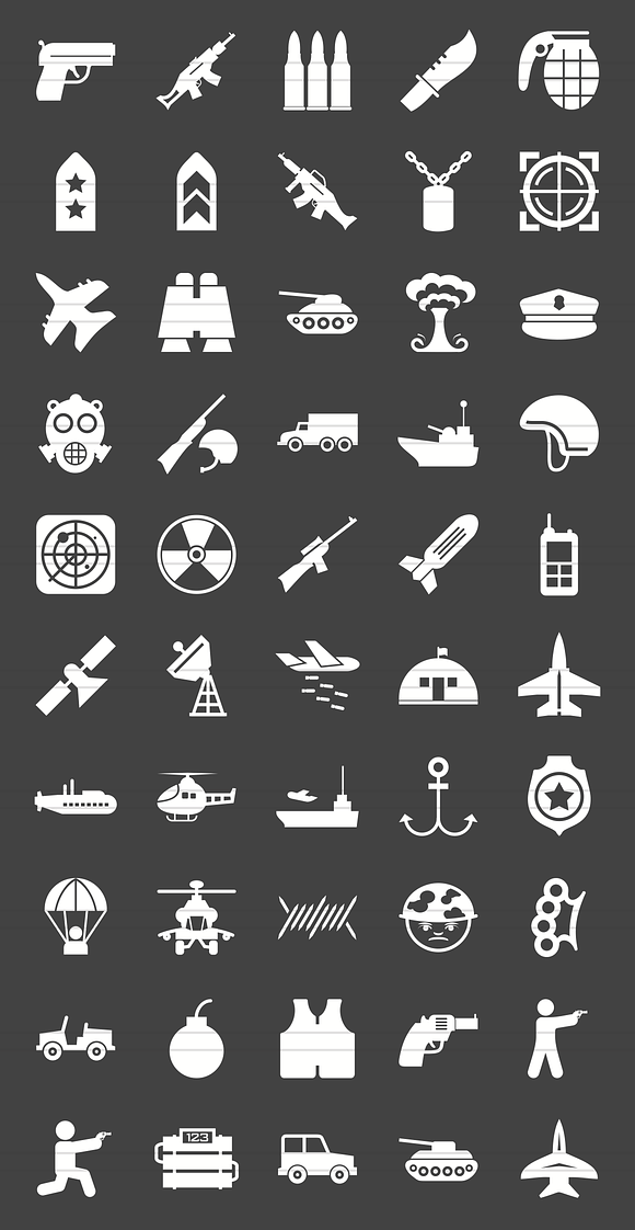 50 Military Glyph Inverted Icons in Graphics - product preview 1