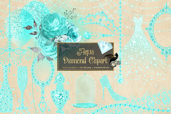 Aqua Diamond Clipart in Illustrations - product preview 1