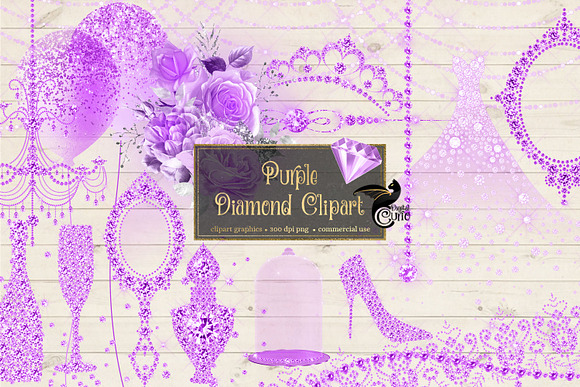 Purple Diamond Clipart in Illustrations - product preview 1