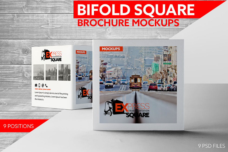 Bifold Square Brochure Mockups in Print Mockups - product preview 8