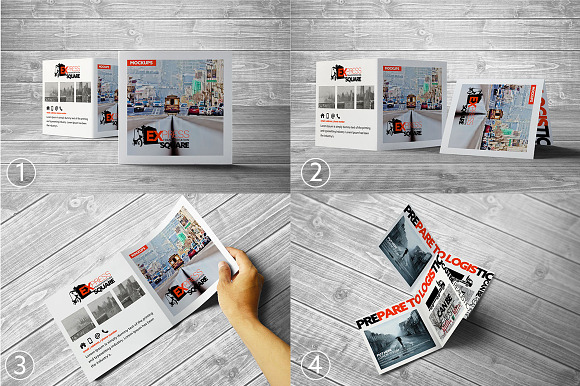 Bifold Square Brochure Mockups in Print Mockups - product preview 1