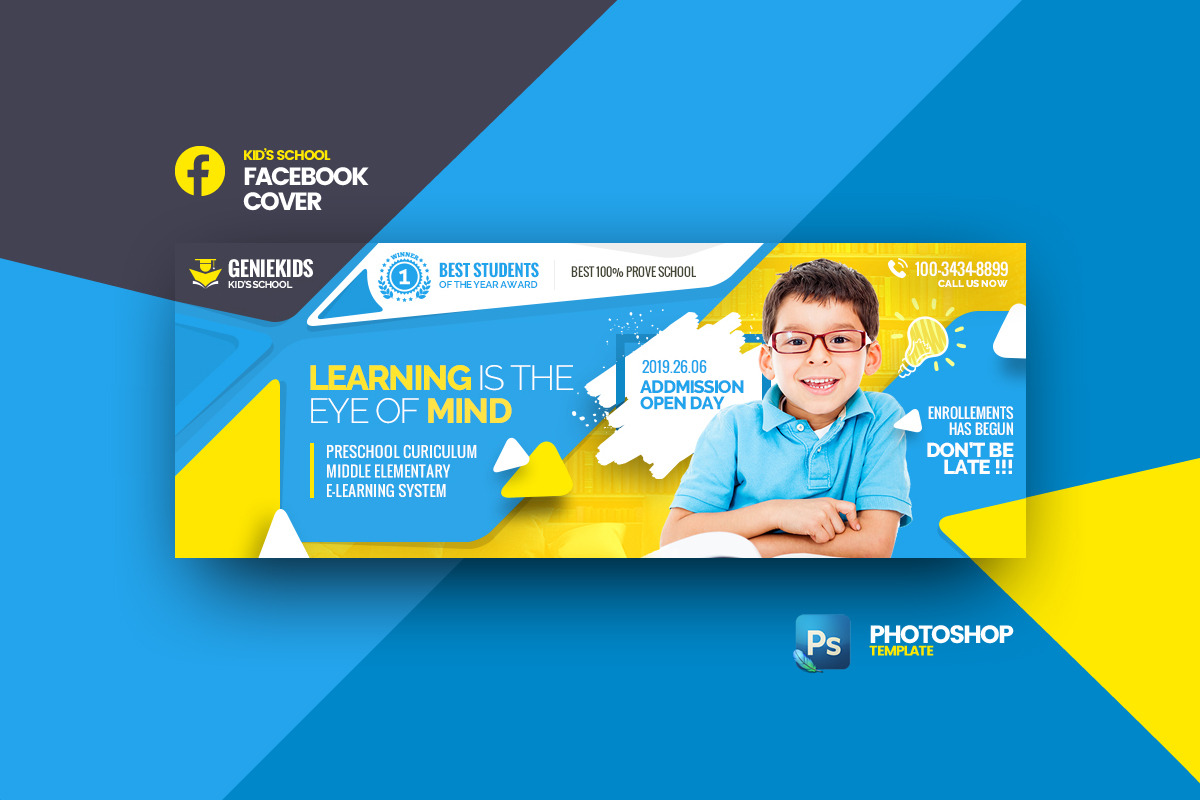 Geniekids - Kids School FB Cover in Facebook Templates - product preview 8