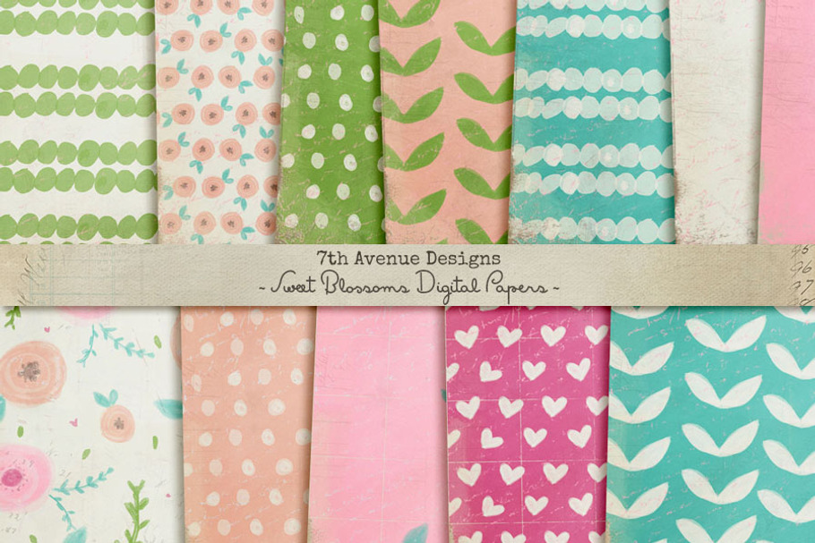 Sweet Blossoms Digital Papers in Patterns - product preview 8