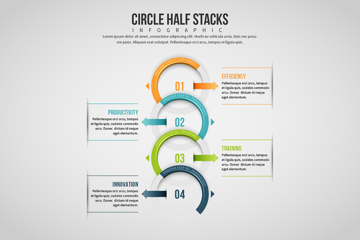 Circle Half Stacks Infographic in Web Elements - product preview 8