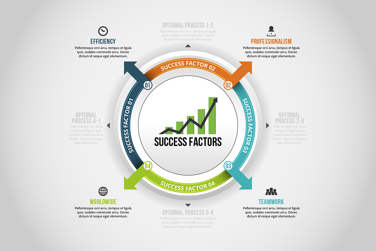 Quad Circle Factors Infographic in Web Elements - product preview 8
