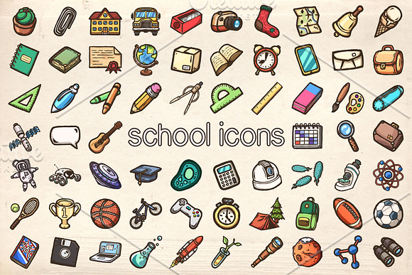 School hand-drawn doodles collection in Football Icons - product preview 1