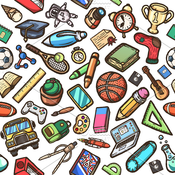 School hand-drawn doodles collection in Football Icons - product preview 3