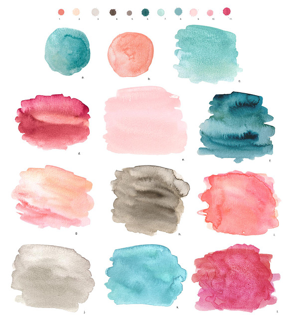 Pink turquoise watercolour washes in Textures - product preview 1