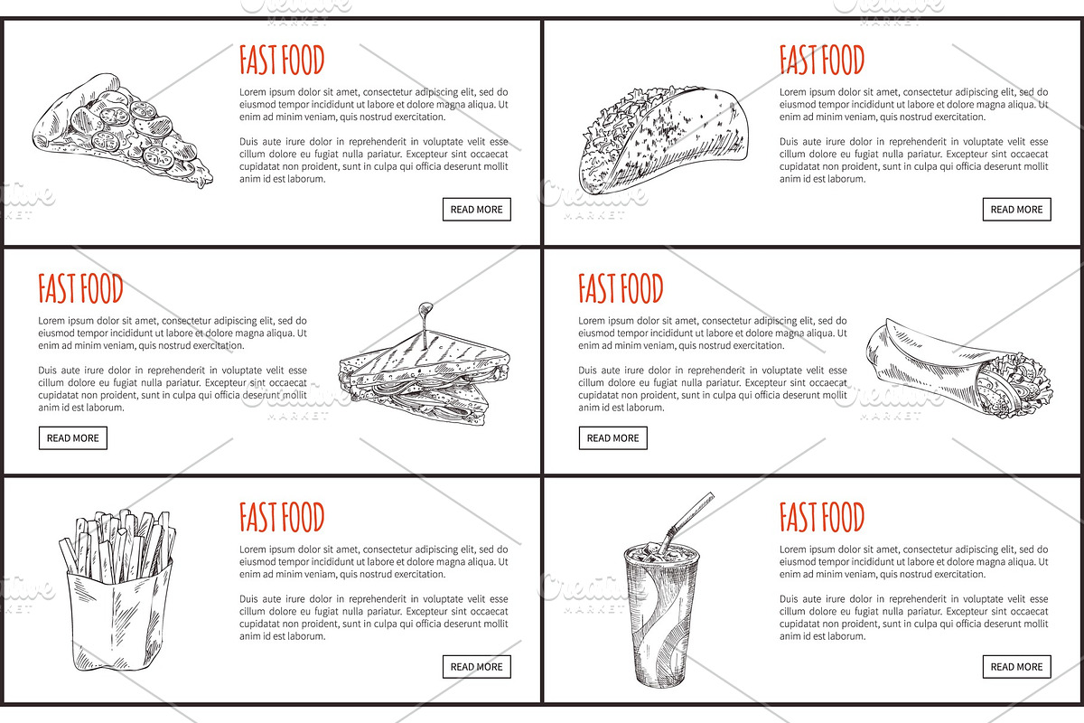 Fast Food Collection Isolated on in Illustrations - product preview 8