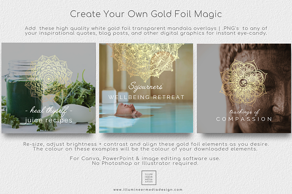 6 Gold Foil Mandala Overlays in Graphics - product preview 1