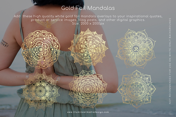 6 Gold Foil Mandala Overlays in Graphics - product preview 3