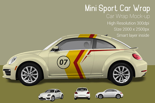 Mini Sport Car Wrap Mock-Up