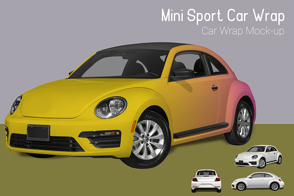 Mini Sport Car Wrap Mock-Up in Branding Mockups - product preview 2