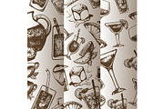 Alcoholic cocktails sketch vector