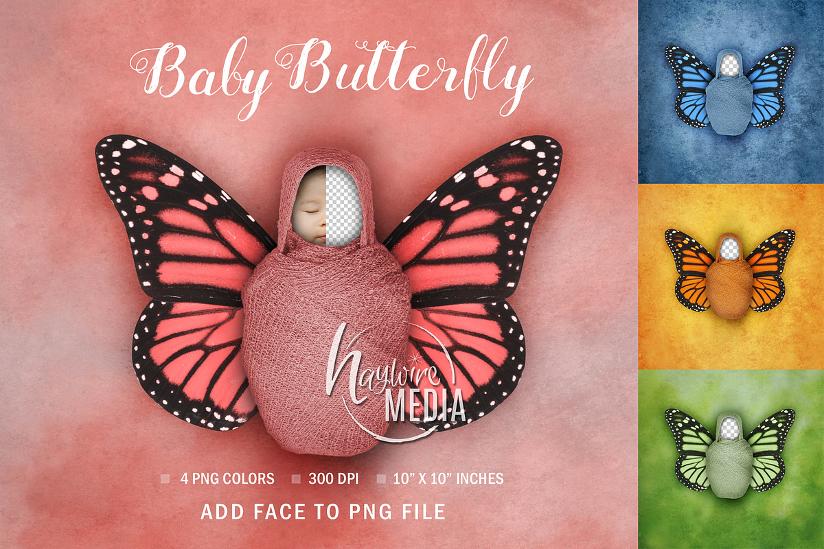 Newborn Baby Face Swap Butterfly PNG in Add-Ons - product preview 8
