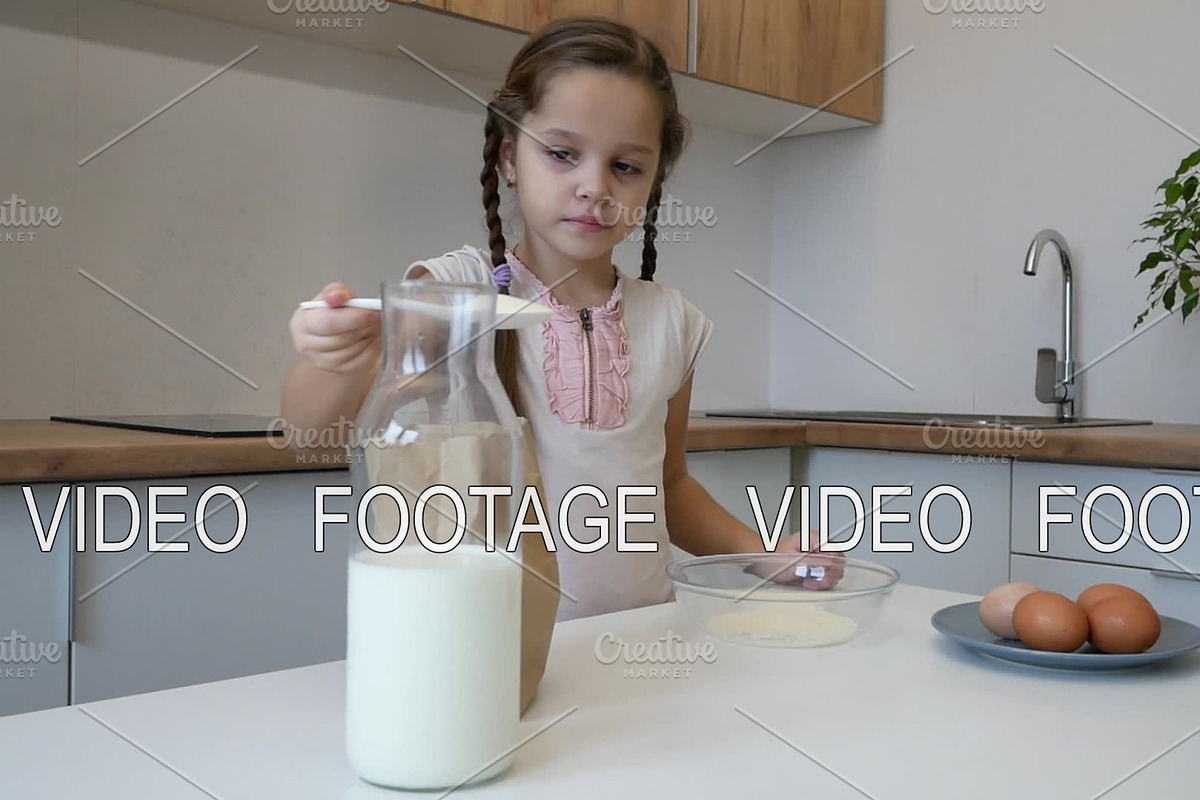 little girl learns to cook in the in Graphics - product preview 8