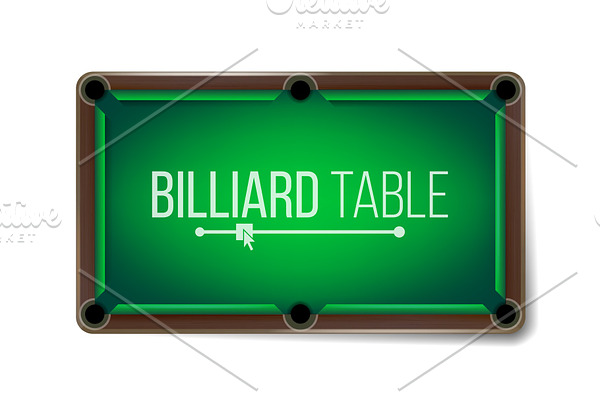 Empty Billiard Table Vector. Green