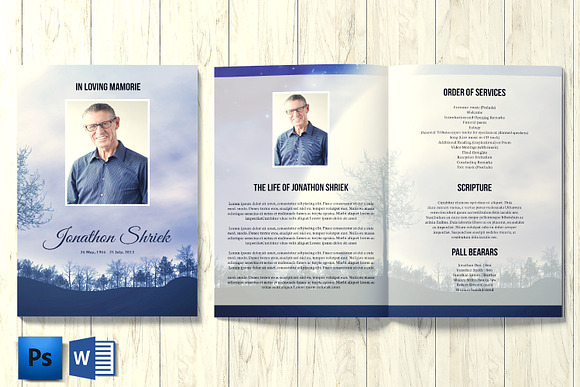 Funeral Program Template - V895 in Brochure Templates - product preview 1