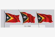 Set of East Timor waving flag vector