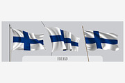 Set of Finland waving flag vector