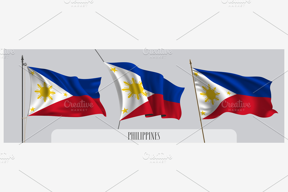 Set of Philippines waving flag vecto in Illustrations - product preview 8
