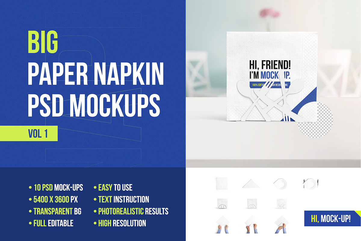 Big Paper Napkin PSD Mockups in Branding Mockups - product preview 8