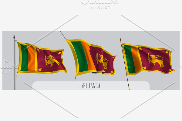 Set of Sri Lanka waving flag vector