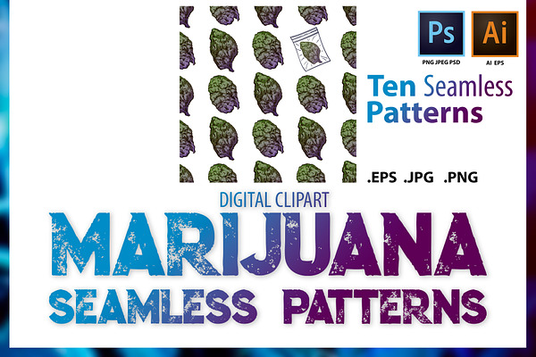 Marijuana. Seamless Patterns Set