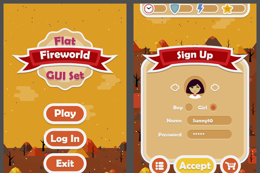 Flat Candyland GUI Set in Web Elements - product preview 8