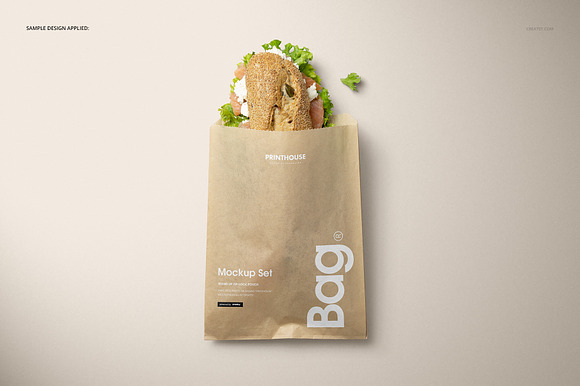 Sandwich Snack Paper Bag Mockup Set in Product Mockups - product preview 6