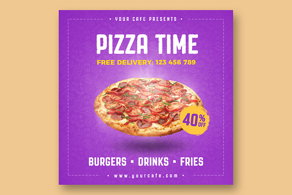Animated Pizza Social Media Banner