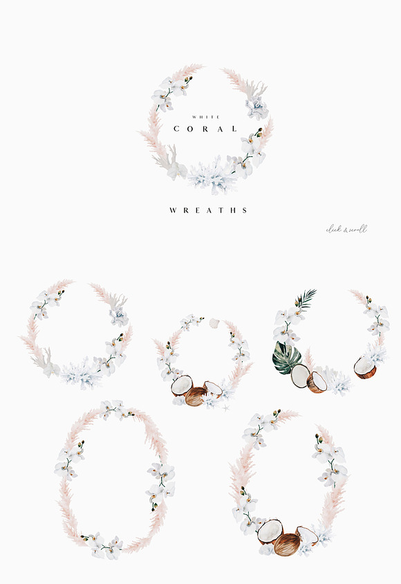 White coral - watercolor set in Illustrations - product preview 9