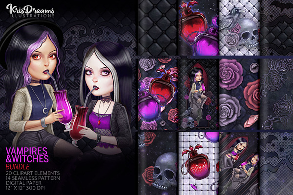 Vampires & Witches Bundle Graphics
