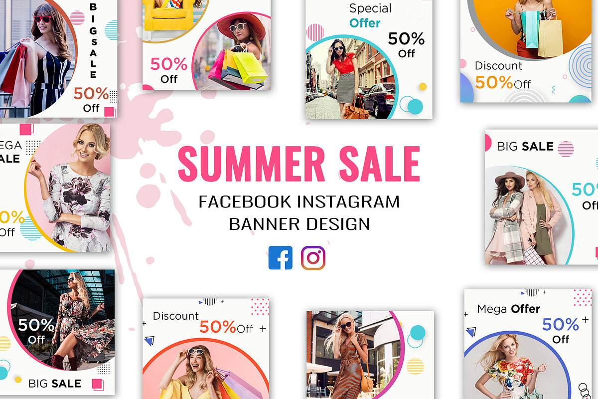 Summer Sale Instagram Banner Design in Facebook Templates - product preview 8