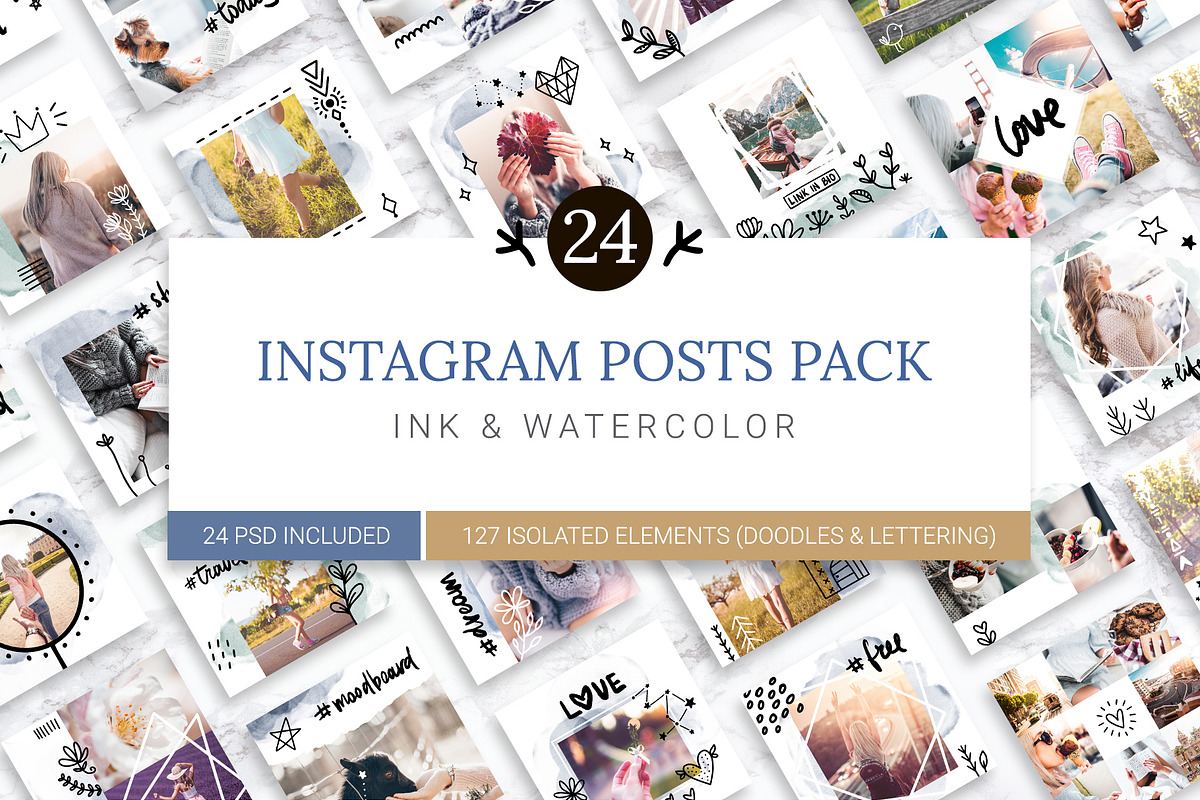 Instagram Watercolor Posts Pack 2 in Instagram Templates - product preview 8