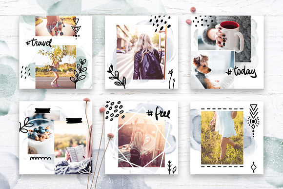 Instagram Watercolor Posts Pack 2 in Instagram Templates - product preview 1