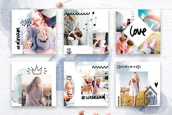 Instagram Watercolor Posts Pack 2 in Instagram Templates - product preview 2