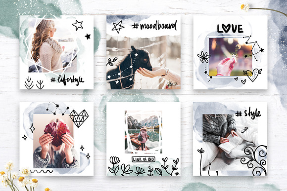 Instagram Watercolor Posts Pack 2 in Instagram Templates - product preview 3